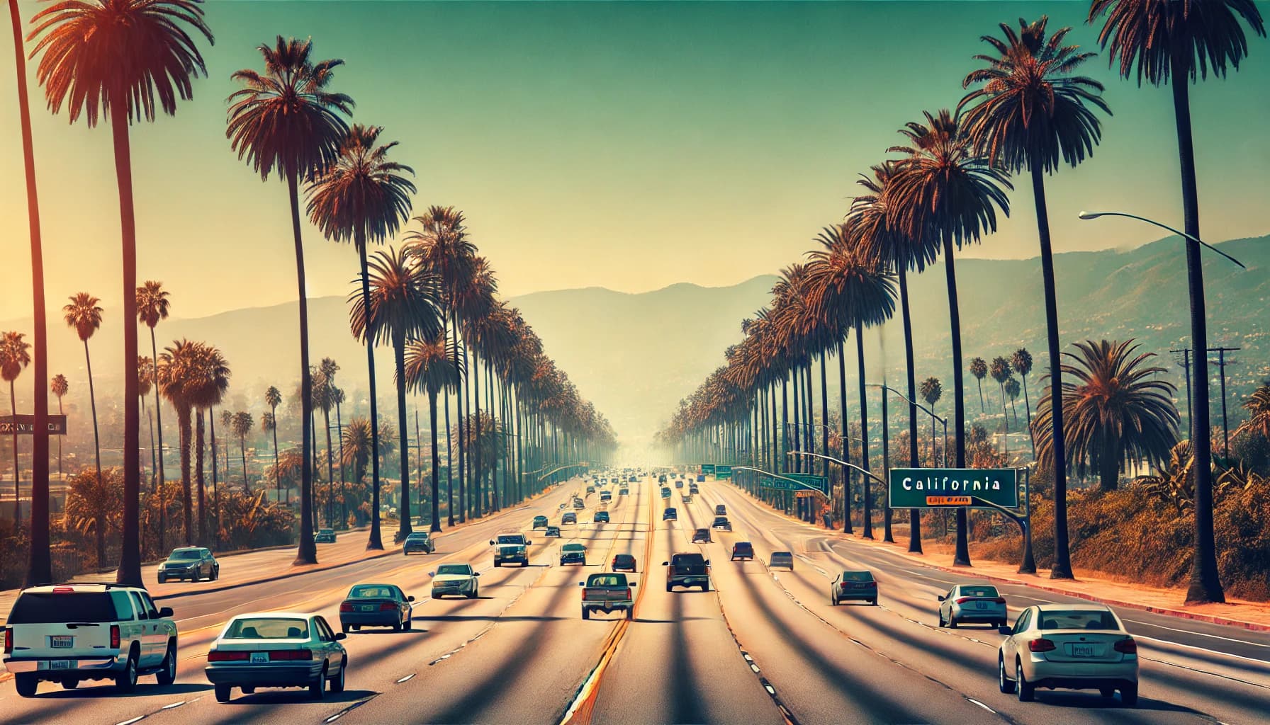 A scenic shot of cars driving on a California highway